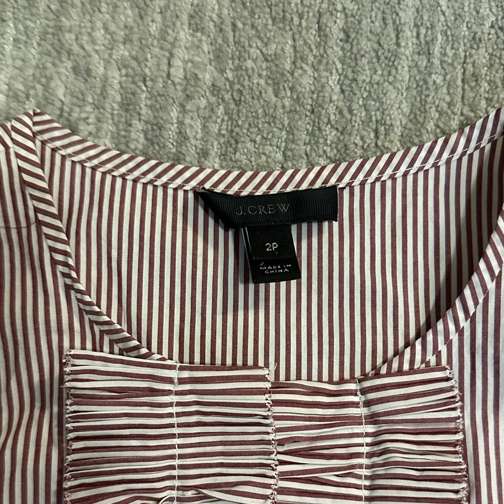 J. Crew Red and White Striped Blouse